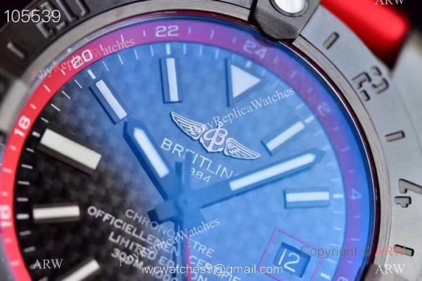 GF Swiss Grade Replica Breitling Avenger II GMT Watch SS Red Rubber Strap 2