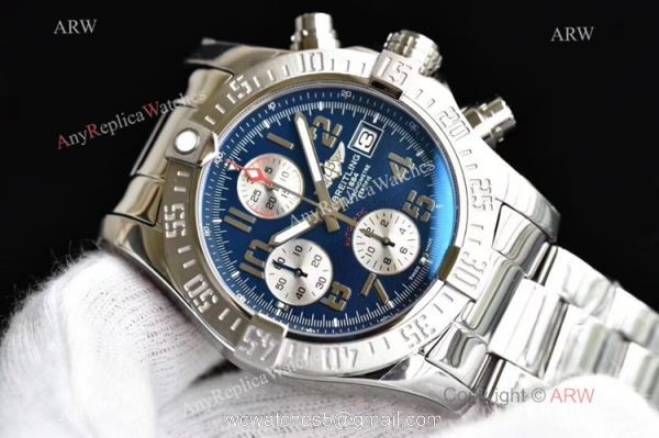 Swiss Grade Replica Breitling Super Avenger II 7750 Watch Stainless Steel Blue Face 2
