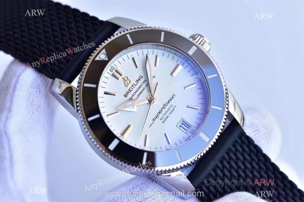 (GF) Copy Breitling Superocean Heritage II Swiss 9015 Watch White Dial Black Rubber Band 2