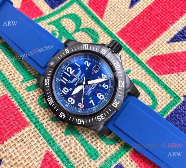 Breitling Colt Skyracer Chronometer Copy Watch Blue Rubber Strap 2