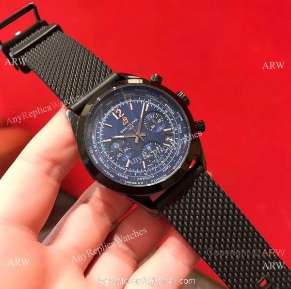 New Copy Breitling Transocean Blue Dial Watches Black Rubber Band 2