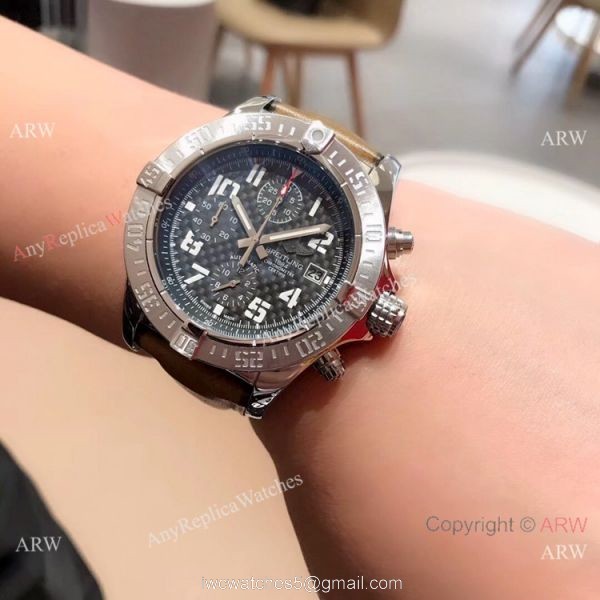 New Copy Breitling Super Avenger II SS Brown Leather Strap Watch 43mm 2