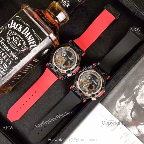 Replica Hublot Techframe Ferrari Tourbillon Watch Red Rubber Strap 43mm 2