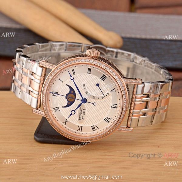 New Copy Breguet Classique Moonphase Stainless Steel Diamonds Watches For Sale 2
