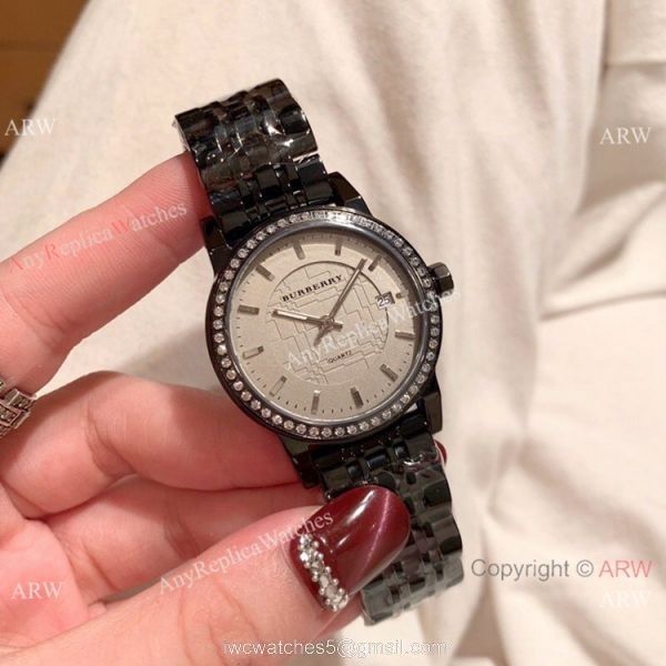 Solid Black Burberry Replica Watch 32mm Quartz Movement 2