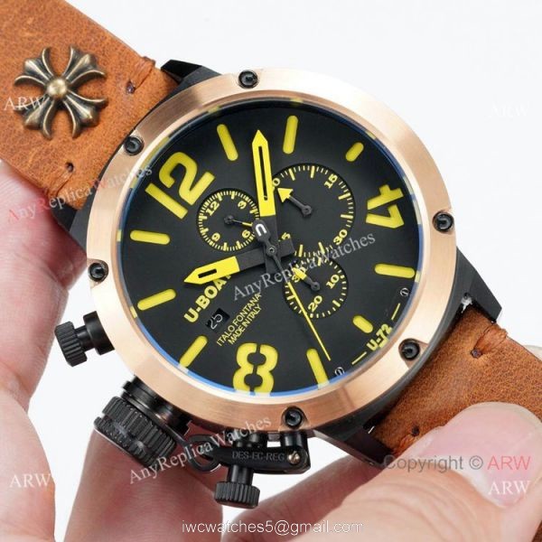 U Boat Classico U-72 Replica Watches Rose Gold Bezel Black Dial 2