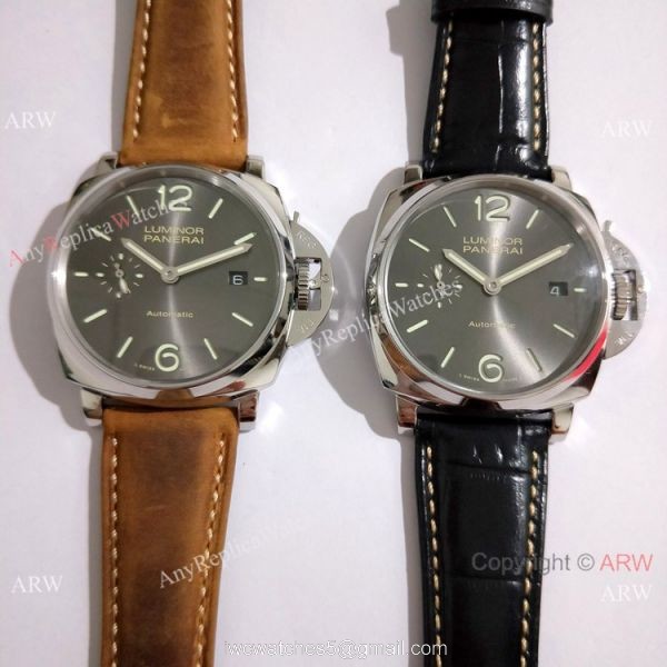 Replica Panerai PAM 904 Luminor DUE Watch SS Gray Face Green Marker 2