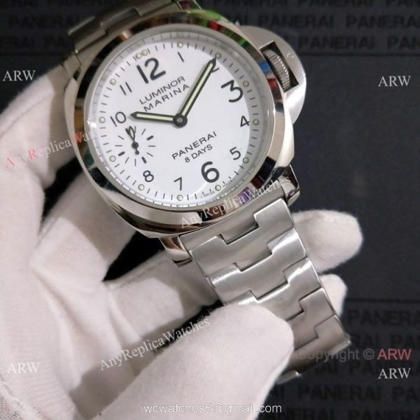 AAA Quality Panerai Luminor Marina 44mm Watch Stainless Steel White Face 2