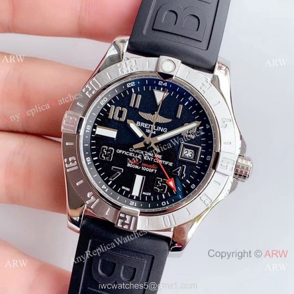 (GF) Replica Breitling Avenger II GMT SS Black Arabic Dial Watch 2019 New 2
