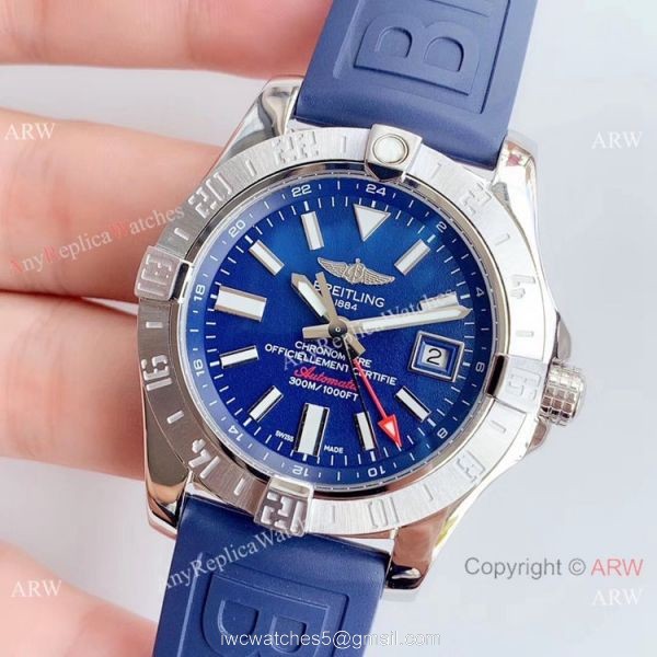 GF Factory Copy Breitling Avenger II GMT 2836 watch Blue Dial Blue Rubber Band 2