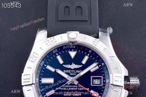 GF Replica Breitling Avenger II GMT SWISS 2836 Watch 43mm Black Face 2