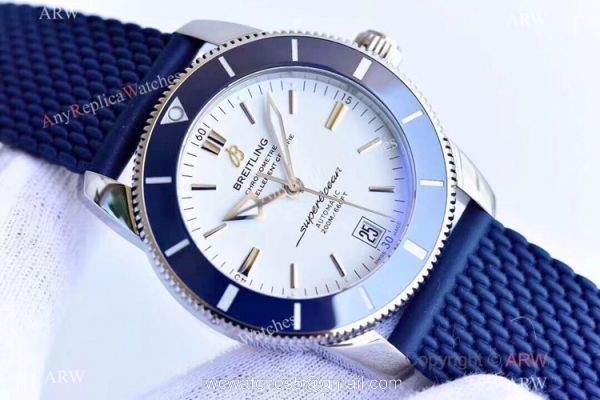 (GF) Swiss Breitling Superocean Heritage II B20 SS Blue Rubber Strap Watch 2