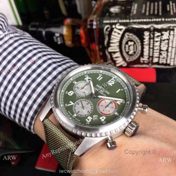 New Copy Breitling Navitimer Chronograph Watches SS Brown Military Strap 2