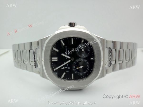 Copy Patek Philippe Nautilus Power Reserve Watch Stainless Steel Black 40mm 2