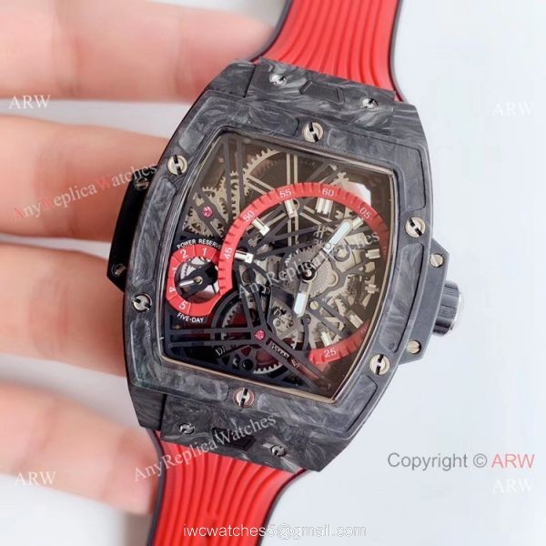 Swiss Grade Copy Hublot Spirit of Big Bang Tourbillon Carbon Watch Red Rubber Strap 2