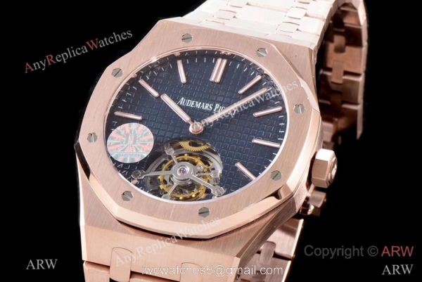 JF Replica Audemars Piguet Royal Oak 26510 Watch Rose Gold Blue Face 41mm 2
