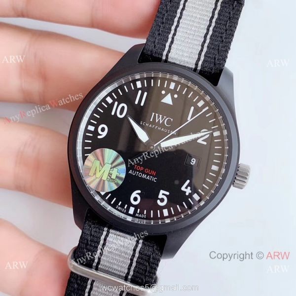 (M+) Swiss Replica IWC Pilots Top Gun Cal.35111 Watch Black PVD Nato Strap 2
