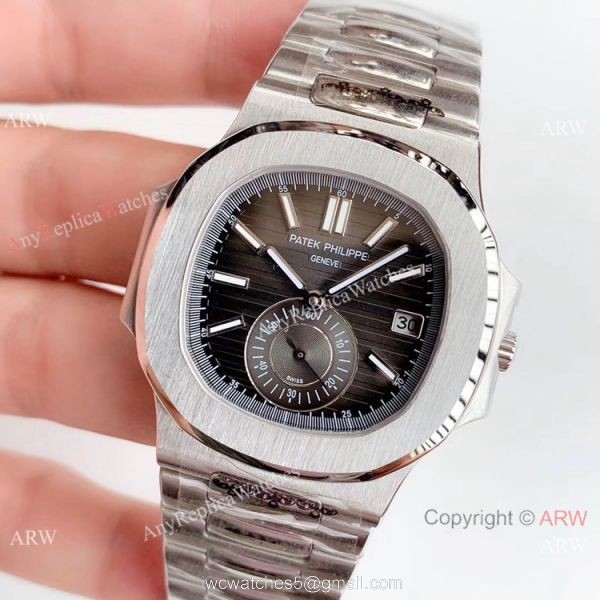 Swiss Grade 1 Copy Patek Philippe Nautilus Stainless steel Grey Face watch 40.5mm 2