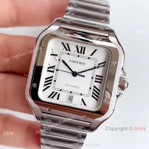 Grade A Replica Cartier Santos Stainless Steel Watch 9015 Automatic Movement 2