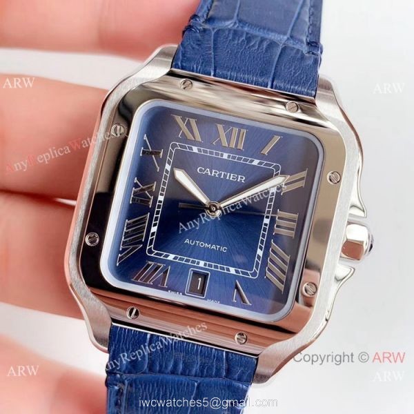 Hbbv6 Replica Cartier Santos Swiss 9015 Gradient Blue Dial Watch 2