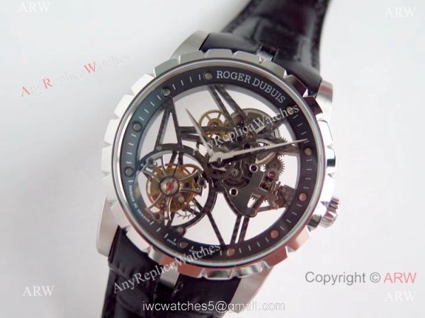 BBR Factory Roger Dubuis Excalibur Rose Gold Skeleton Tourbillon SS Watch 2