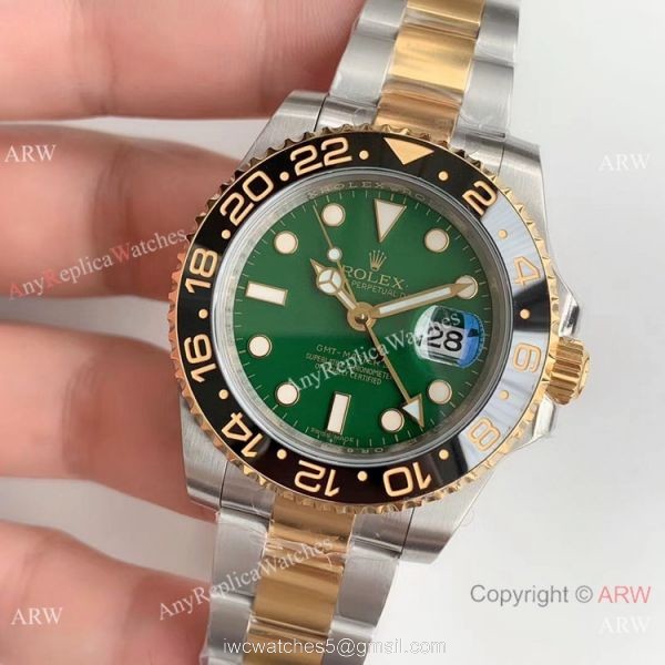 (EW) Two Tone Green Face Rolex Replica GMT-Master II Watch 40mm 2