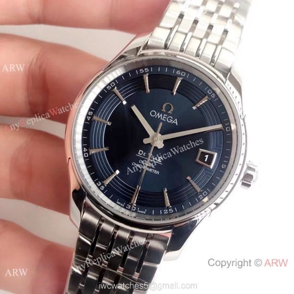 Swiss Grade Omega De Ville Hour Vision VSF 8500 Watch Stainless Steel Dark Blue Face 2