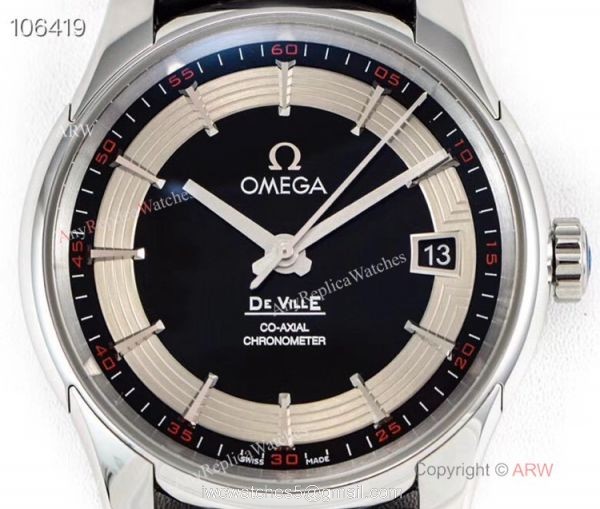 VSF Omega De Ville Hour Vision Co-Axial Copy Watch BlackSilver Face 2