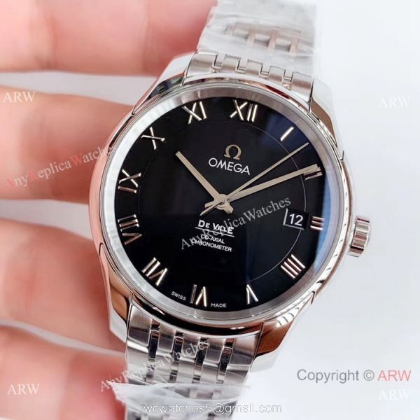 Swiss Copy Omega De Ville Co-Axial Stainless Steel Black Dial VSF 8500 Watch 2