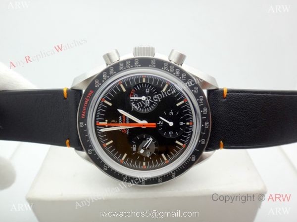 (OM)Swiss Replica Omega Speedmaster Moon SS Black Bezel Watch 2