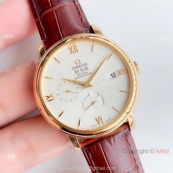 (DV) Swiss Grade Omega De Ville Prestige Yellow Gold Power Reserve Copy Watch 2