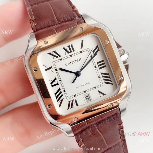 Swiss Grade Copy Cartier Santos HBBv6 Automatic Watch Two Tone Rose Gold 2