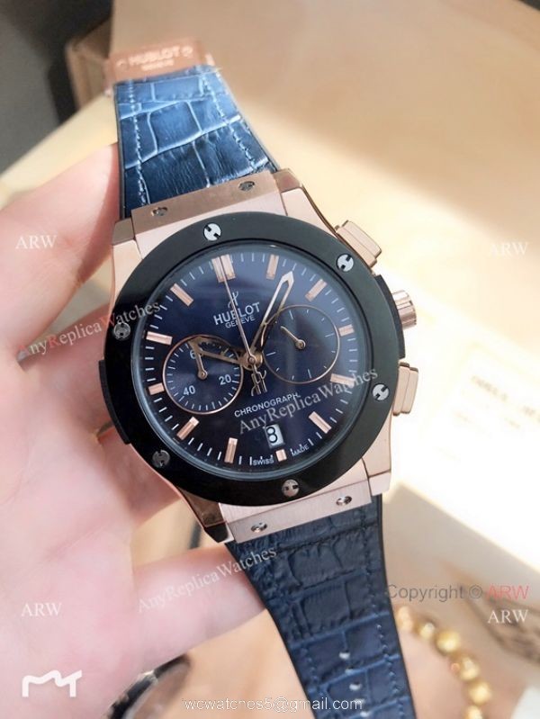 Replica Hublot Classic Fusion Chrono Watches Gray Dial Rose Gold 2