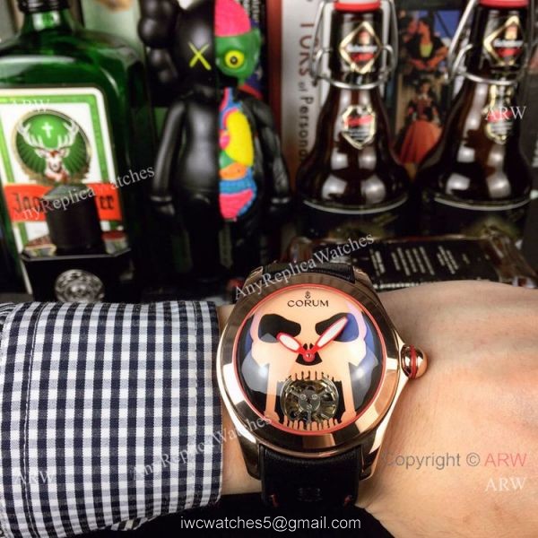 Corum Bubble Skull Tourbillon SS Blue Dial Watch Best Replica 2