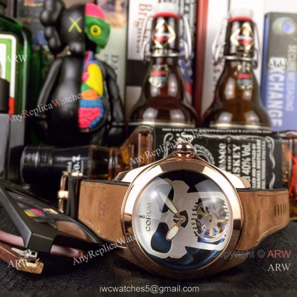High Quality Copy Corum Bubble Skull Face Rose Gold Wristwatch 2