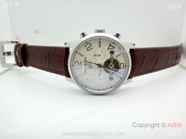 Mont Blanc Clone Time Walker Tourbillon SS White Dial Watch Automatic 2