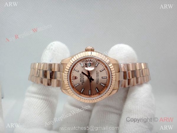 Rose Gold Rolex Presidential Replica Watch 28mm Women 2