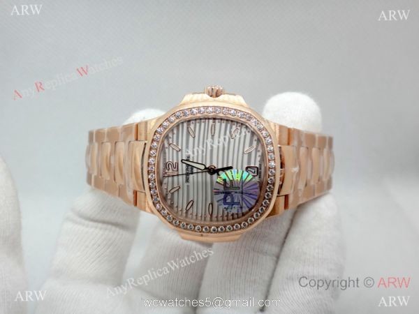 (PPF)Swiss Grade Patek Philippe 7118 Nautilus Rose Gold Diamond Watch Ladies 2