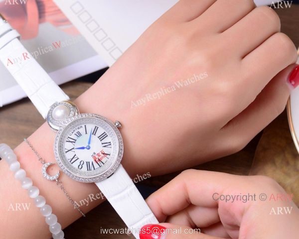 Higher Quality Cartier Ladies 35mm Watch Stainless Steel Diamond 2
