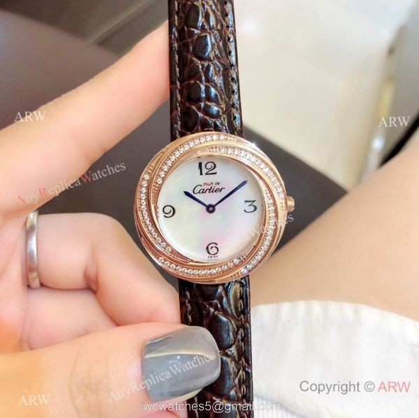 Perfect Replica Cartier Rose Gold White MOP Dial Watches For Sale 2