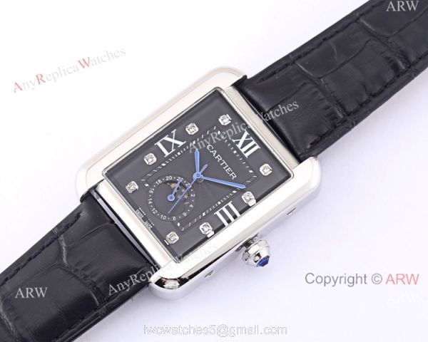 Cartier Tank Solo Moonphase Copy Watch White Dial Black Leather Strap 2