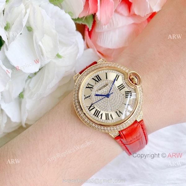 Best Quality Copy Cartier Ballon Bleu De Quartz Watch Yellow Gold Diamond 2