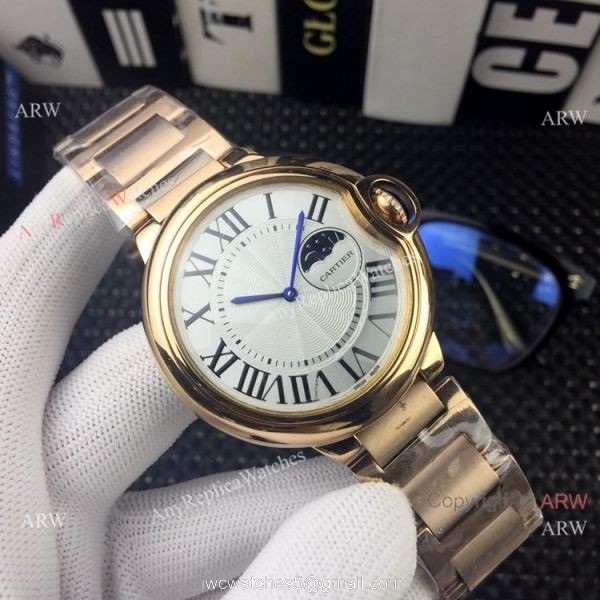 Clone Cartier Ballon Bleu AUTOMATIC Watches Rose Gold Moonphase Face 2