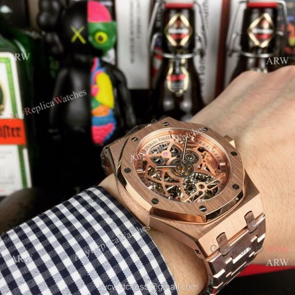 Audemars Piguet Royal Oak Skeleton Replica Watch Rose Gold Case 2