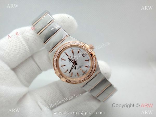 Women Omega Double Eagle 2-Tone Rose Gold Diamond Watch High Quality Replica Watches China 2