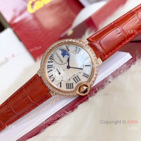 Copy Cartier Ballon Bleu quartz 36mm Watch White CeramicRose Gold Case 2