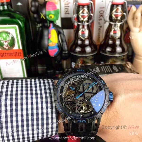 Roger Dubuis Excalibur Skeleton Copy Watch Black DLC Case 46mm 2
