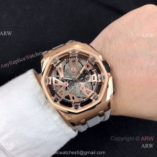 New Copy Audemars Piguet Royal Oak Offshore Limited Edition Watch Rose Gold Grey Face 2