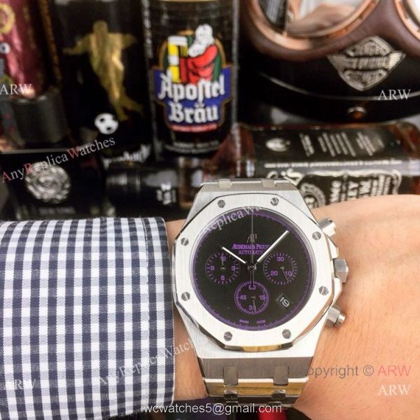 Copy Audemars Piguet Royal Oak Stainless Steel Blue Sub-dials Watch New Style 2