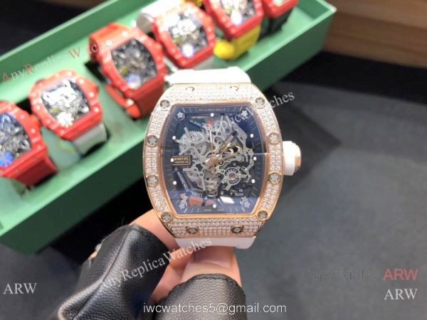 Replica Richard Mille RM035-Americas Rose Gold Diamond Watches 2